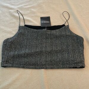 Forever 21 Crop Black/Silver Cami-Size S- NWT